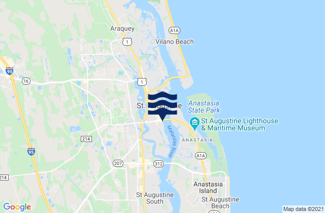 Karte der Gezeiten St. Augustine (City Dock), United States