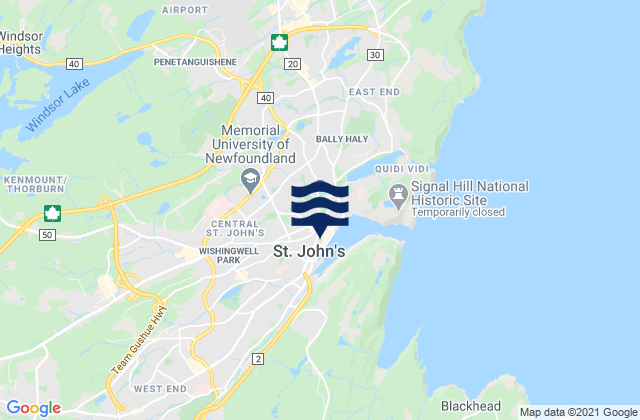 Karte der Gezeiten St. John's, Canada