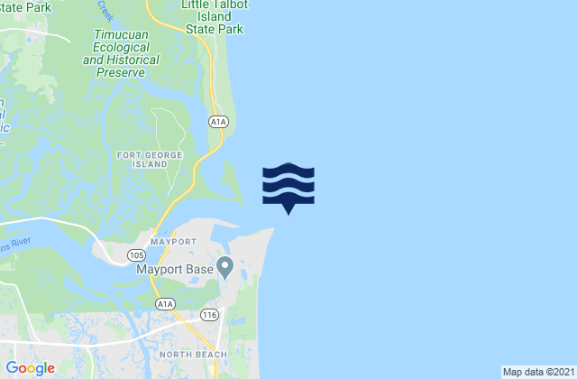 Karte der Gezeiten St. Johns River Ent. (between jetties), United States