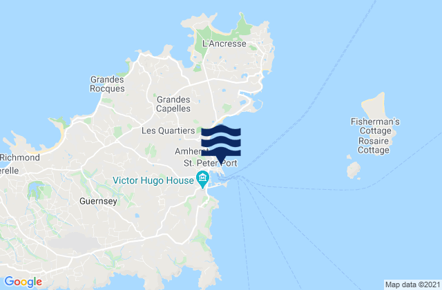 Karte der Gezeiten St. Peter Port (Guernsey), France