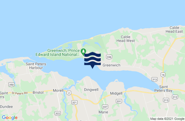 Karte der Gezeiten St. Peters Bay, Canada