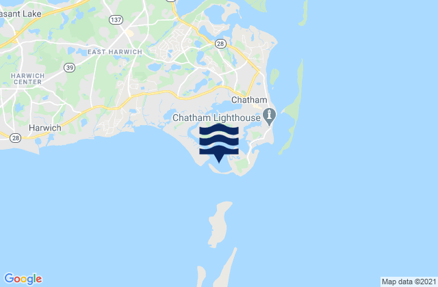 Karte der Gezeiten Stage Harbor west of Morris Island, United States