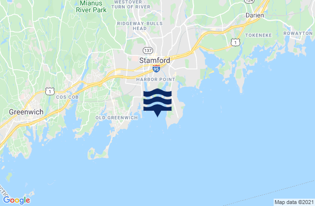Karte der Gezeiten Stamford Harbor, United States