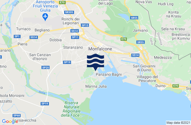 Karte der Gezeiten Staranzano, Italy