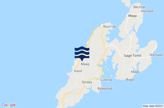 Karte der Gezeiten State of Yap, Micronesia