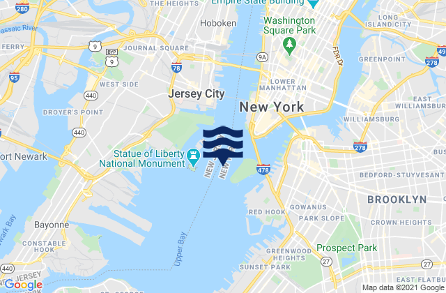 Karte der Gezeiten Statue of Liberty east of, United States