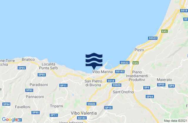 Karte der Gezeiten Stefanaconi, Italy