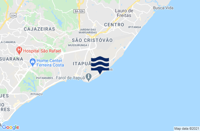 Karte der Gezeiten Stela Maris, Brazil