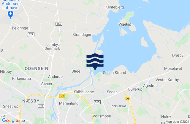 Karte der Gezeiten Stige, Denmark