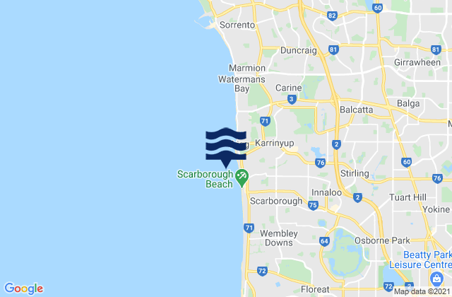 Karte der Gezeiten Stirling, Australia