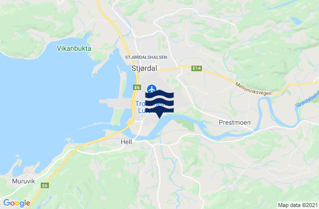 Karte der Gezeiten Stjørdalshalsen, Norway