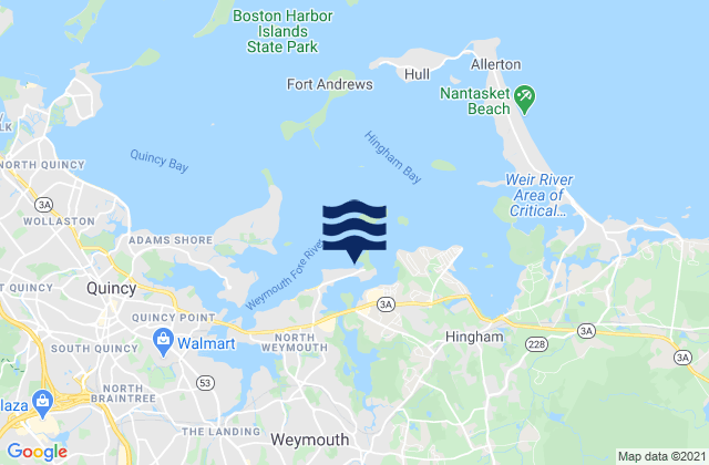 Karte der Gezeiten Stodders Neck Weymouth Back River, United States