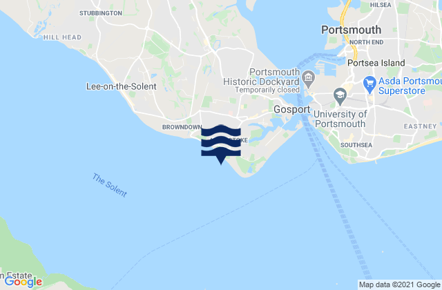Karte der Gezeiten Stokes Bay Beach, United Kingdom