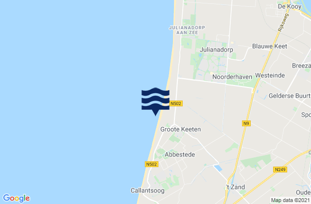 Karte der Gezeiten Strandslag Groote Keeten, Netherlands