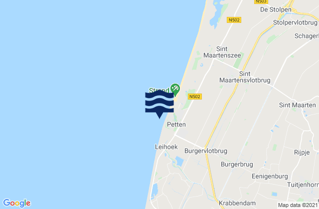 Karte der Gezeiten Strandslag Petten, Netherlands