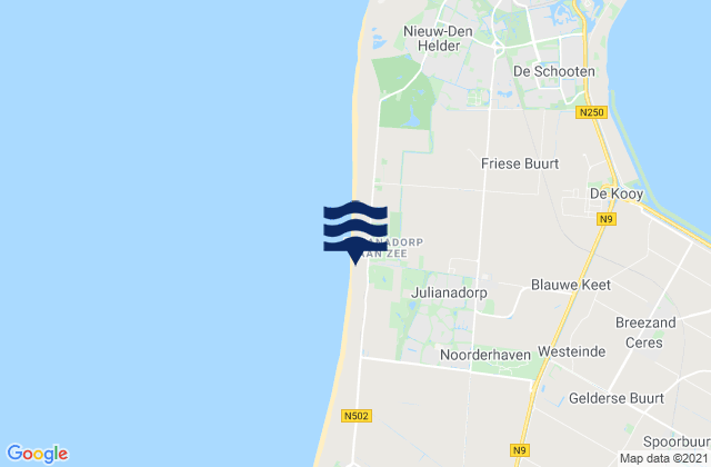 Karte der Gezeiten Strandslag Zandloper, Netherlands