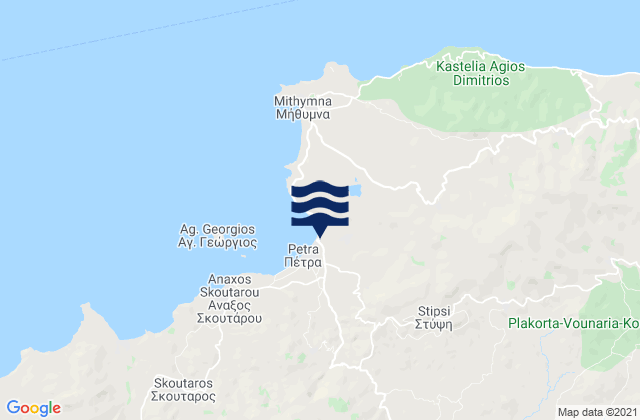 Karte der Gezeiten Stýpsi, Greece