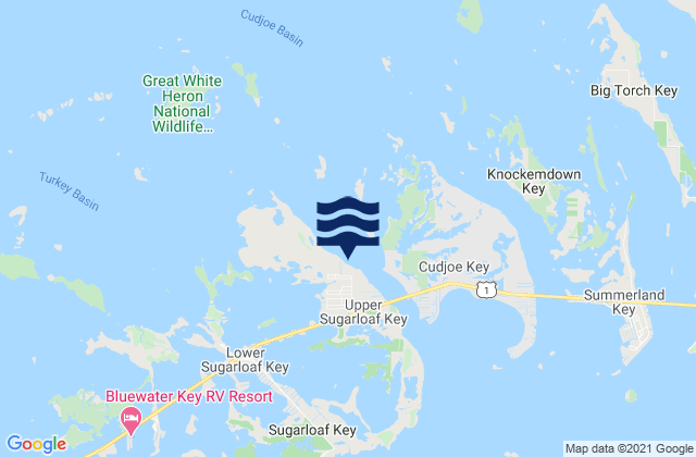 Karte der Gezeiten Sugarloaf Key (Northeast Side Bow Channel), United States