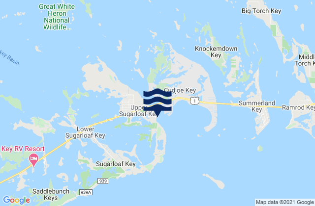 Karte der Gezeiten Sugarloaf Key (Pirates Cove), United States