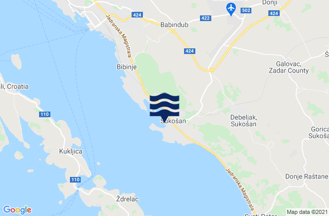 Karte der Gezeiten Sukošan, Croatia
