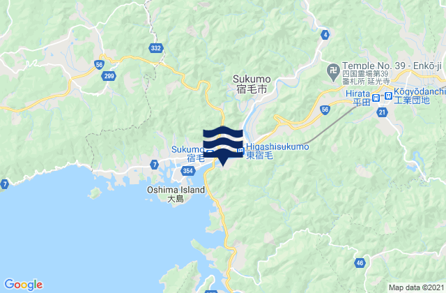 Karte der Gezeiten Sukumo, Japan