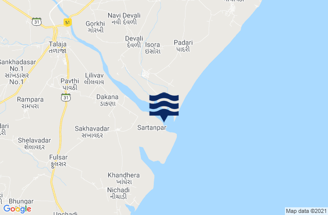 Karte der Gezeiten Sultanpur, India