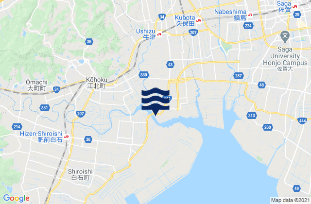 Karte der Gezeiten Suminoe, Japan