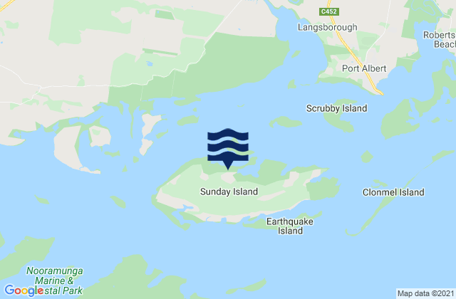 Karte der Gezeiten Sunday Island, Australia