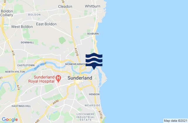 Karte der Gezeiten Sunderland, United Kingdom