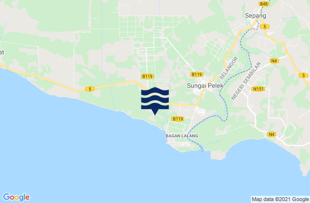 Karte der Gezeiten Sungai Pelek New Village, Malaysia