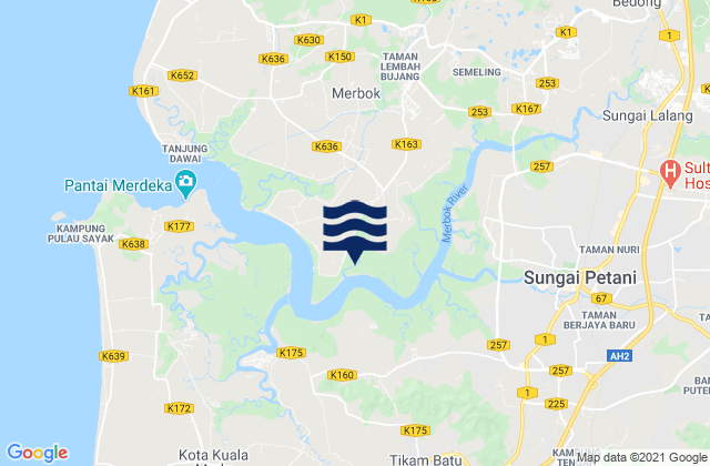Karte der Gezeiten Sungai Petani, Malaysia