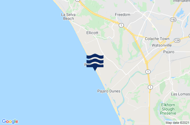 Karte der Gezeiten Sunset State Beach, United States