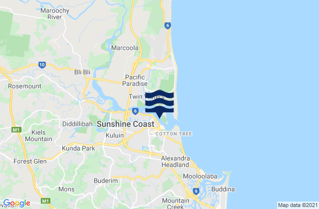 Karte der Gezeiten Sunshine Coast, Australia