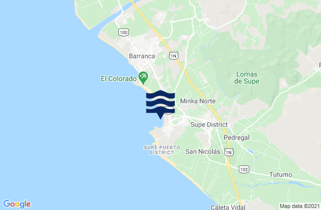 Karte der Gezeiten Supe Puerto, Peru