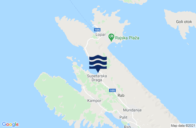 Karte der Gezeiten Supetarska Draga, Croatia
