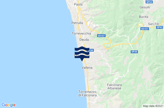 Karte der Gezeiten Surdo, Italy