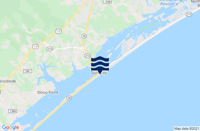 Karte der Gezeiten Surf City, United States