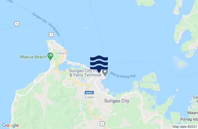 Karte der Gezeiten Surigao, Philippines