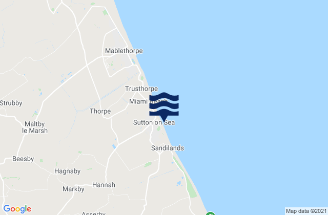 Karte der Gezeiten Sutton-on-Sea, United Kingdom