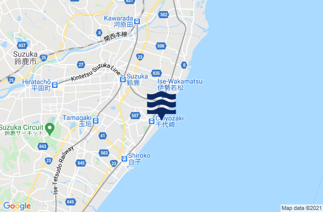 Karte der Gezeiten Suzuka, Japan