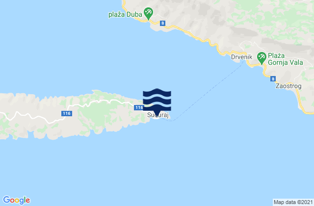 Karte der Gezeiten Sućuraj, Croatia