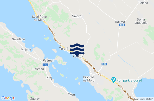 Karte der Gezeiten Sveti Filip i Jakov, Croatia