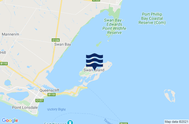 Karte der Gezeiten Swan Island, Australia