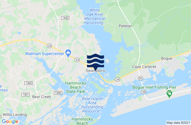 Karte der Gezeiten Swansboro, United States