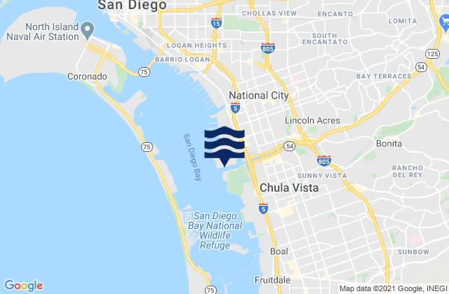 Karte der Gezeiten Sweetwater Channel San Diego Bay, United States