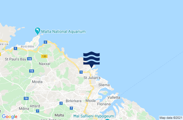 Karte der Gezeiten Swieqi, Malta