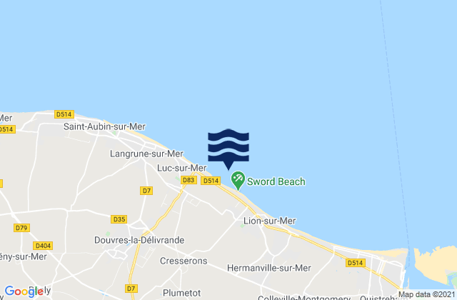 Karte der Gezeiten Sword Beach, France