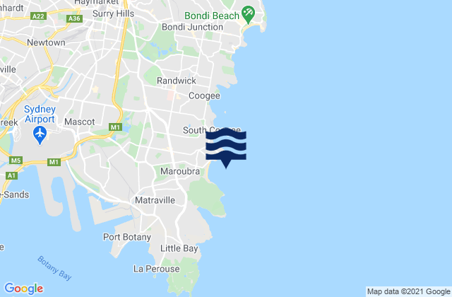 Karte der Gezeiten Sydney (Maroubra), Australia