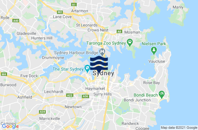 Karte der Gezeiten Sydney, Australia