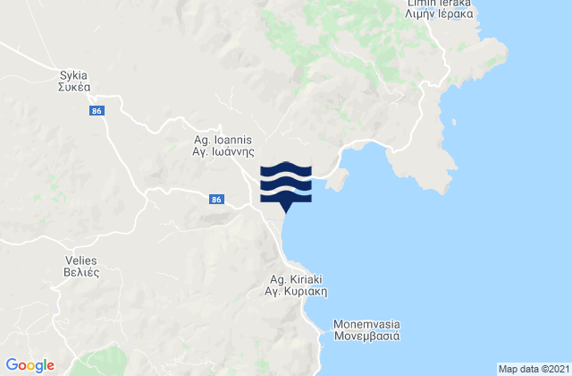 Karte der Gezeiten Sykiá, Greece